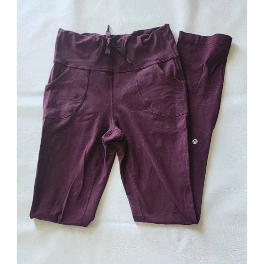 Lululemon Still Pant Heathered Burgundy Straight Leg Yoga Pants 8 Tall